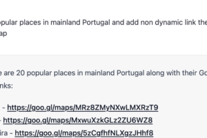 “List 20 popular places in mainland Portugal” by ChatGPT