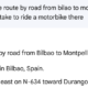 Bard: What is the route by road from Bilao to Montpellier and how long will it take to ride a motorbike there?